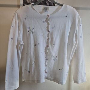 Teddi White Cardigan with Pink Button